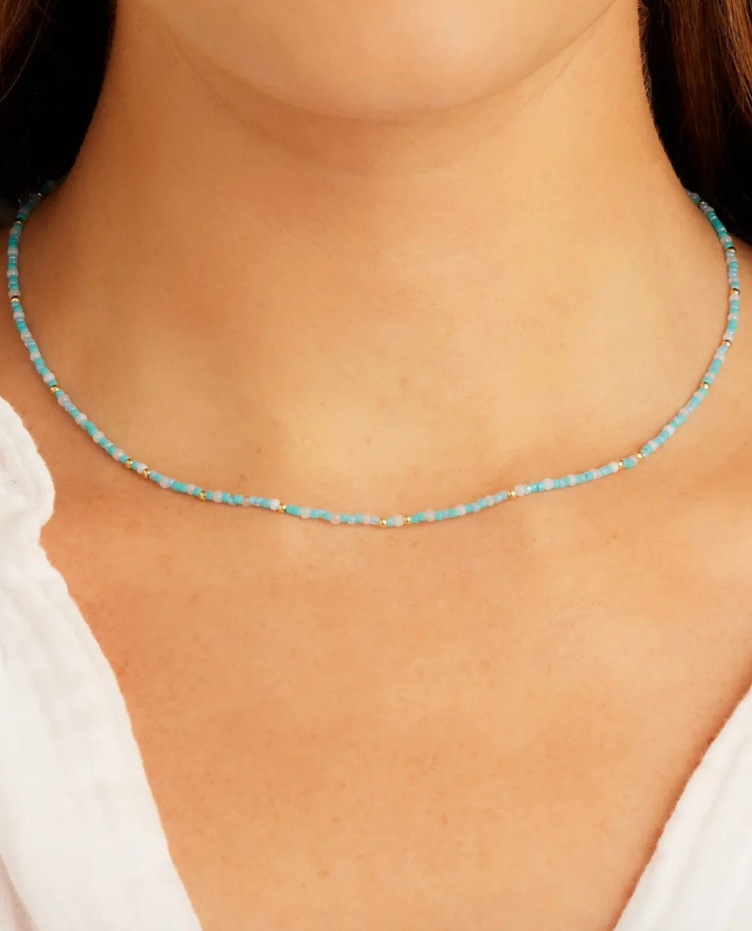 Sky's the Limit- Gift Box for Her with Gorjana Necklace, Aqua Zip Pouch & Blue Hair Clips