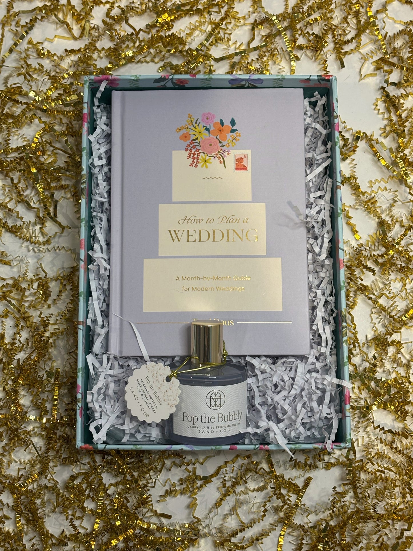 Pop the Bubbly! She Said "Yes"!- Engagement Gift Box with Kendra Scott Ring Dish, Wedding Guide & Fragrance Roller