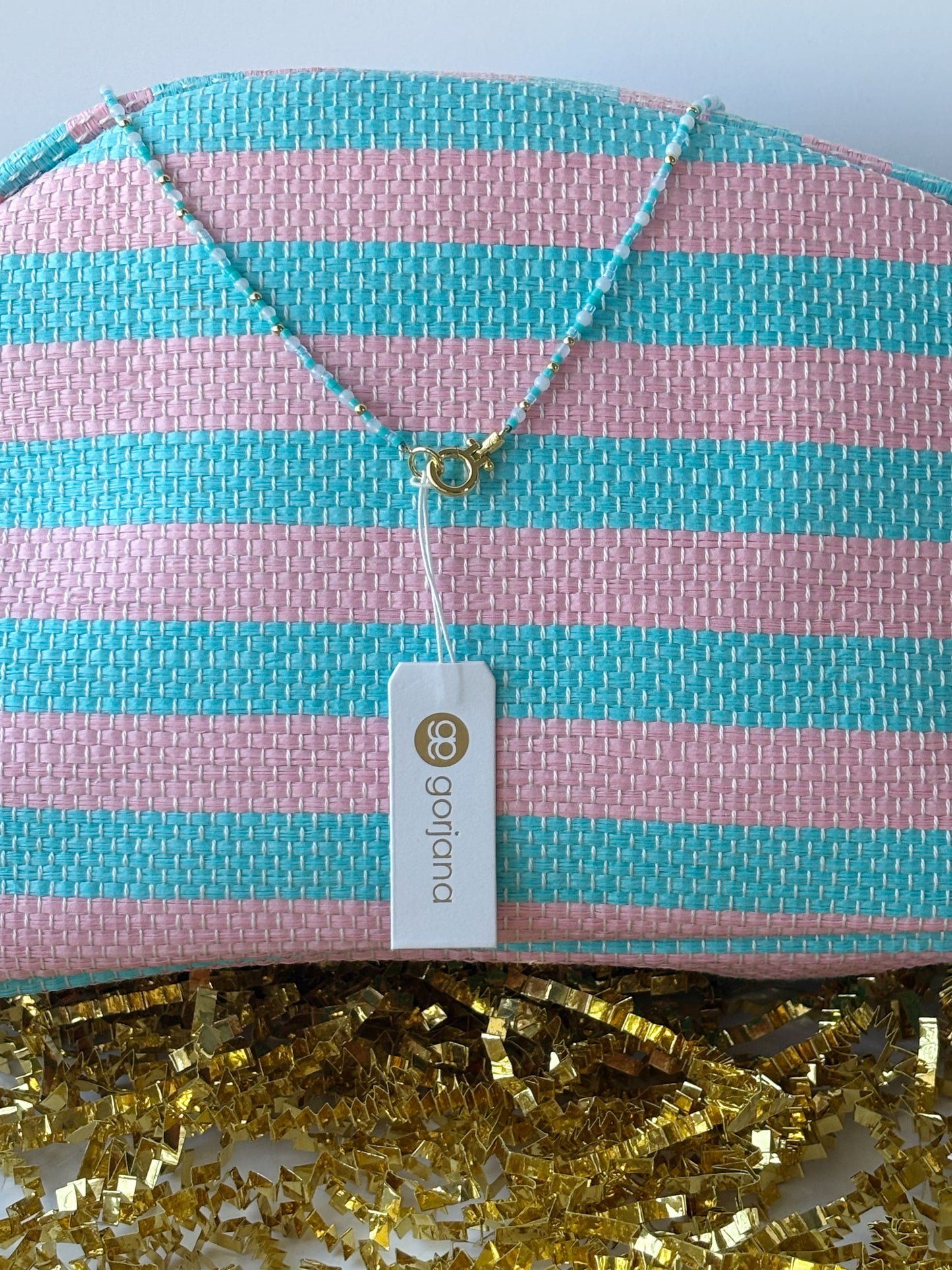Sky's the Limit- Gift Box for Her with Gorjana Necklace, Aqua Zip Pouch & Blue Hair Clips