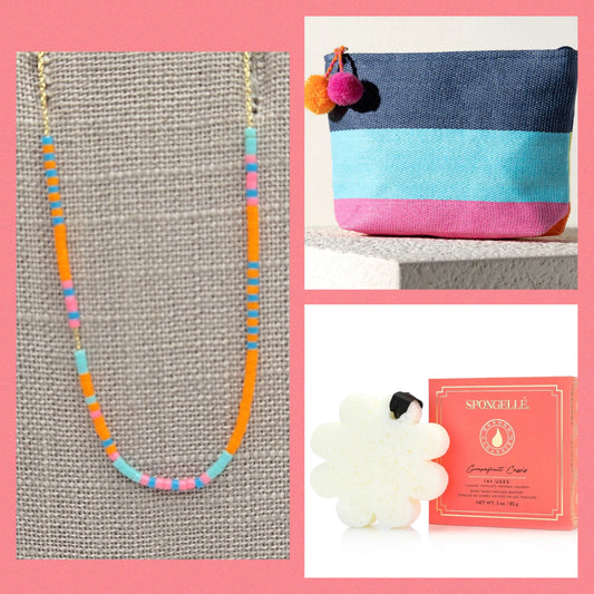 Coral Crush- Bright & Tropical Gift Set with Jewelry and Skincare
